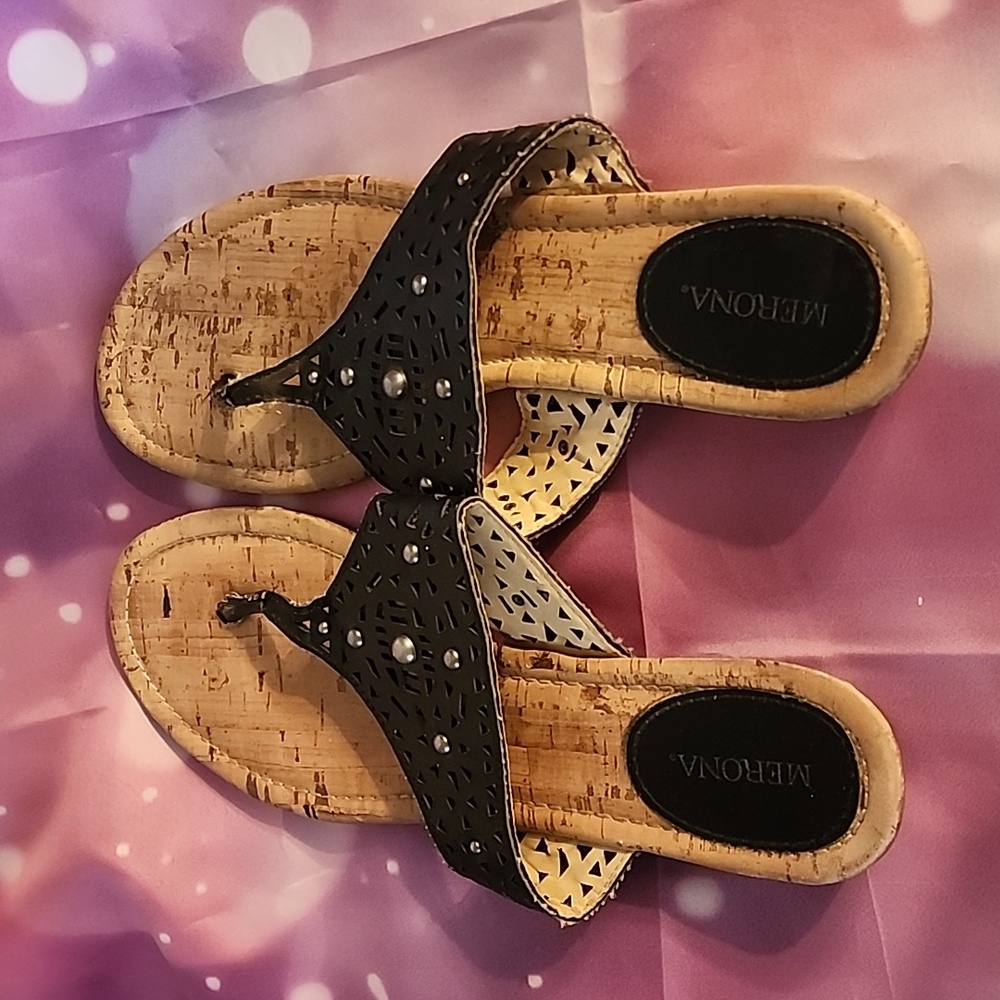 Merona black studded sandles